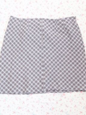 Venezia Black and White Plaid Mini Skirt
